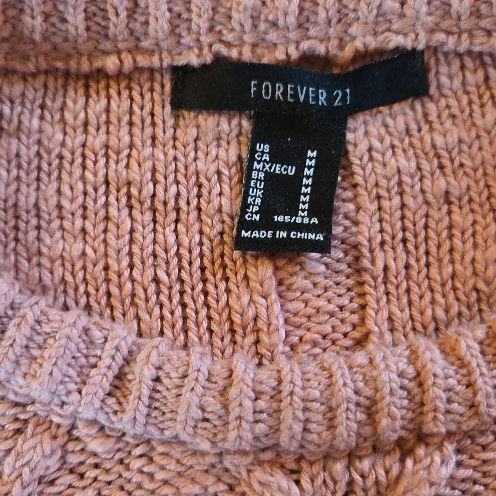 Forever 21 Pink Cable Knit Crew Neck Sweater - Picture 2 of 3